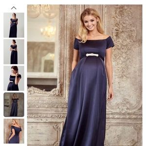 TIFFANY ROSE MATERNITY ARIA GOWN Midnight Blue Size 2 With Aurelia Vintage Sash